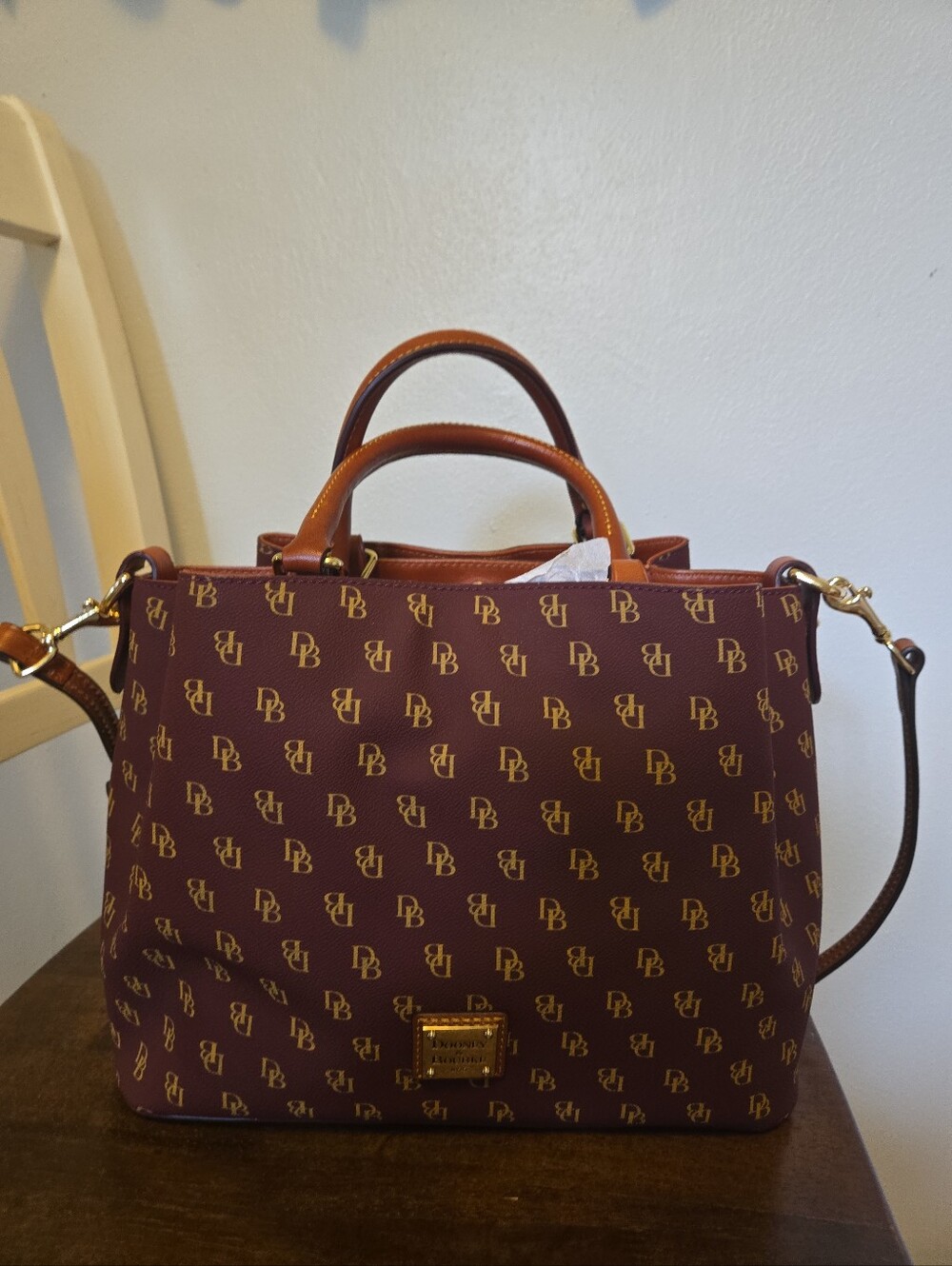 Dooney & Bourke Greta Brenna Satchel Bag Bordeaux
